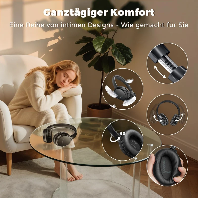 Holdsound TV Kopfhörer Kabellos für Senioren mit USB-Sender,Mehr Lautstärke Tintenschwarz, Tintensch