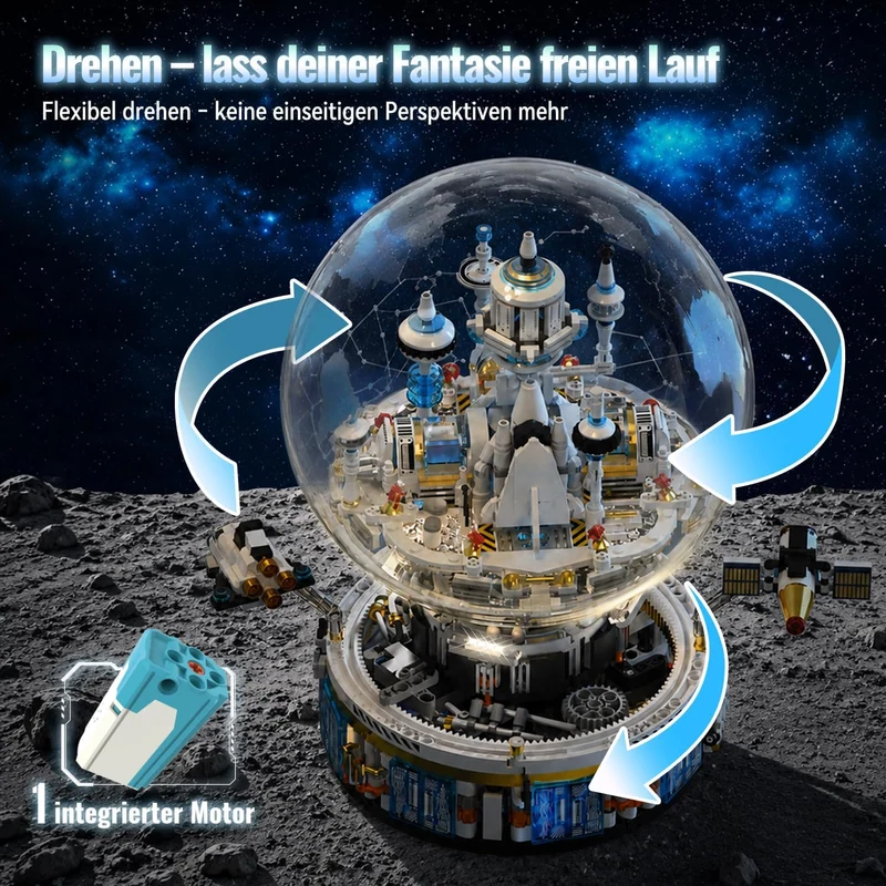 Drehbares Technic Space Modell ab 8 10 Jahre Jungen, Technik Weltraumbasis 1296 Pcs, 1296 Pcs