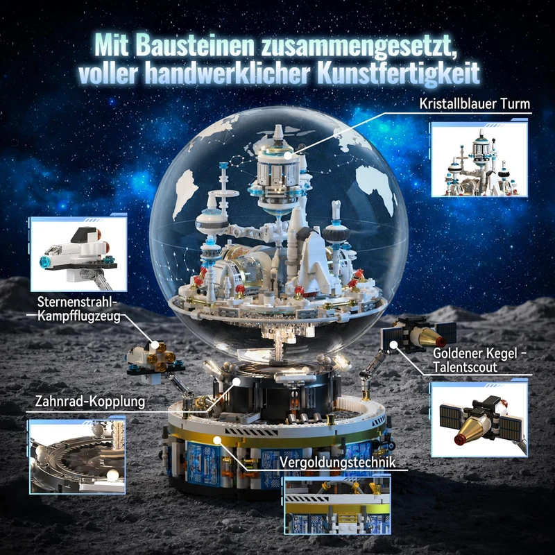 Drehbares Technic Space Modell ab 8 10 Jahre Jungen, Technik Weltraumbasis 1296 Pcs, 1296 Pcs