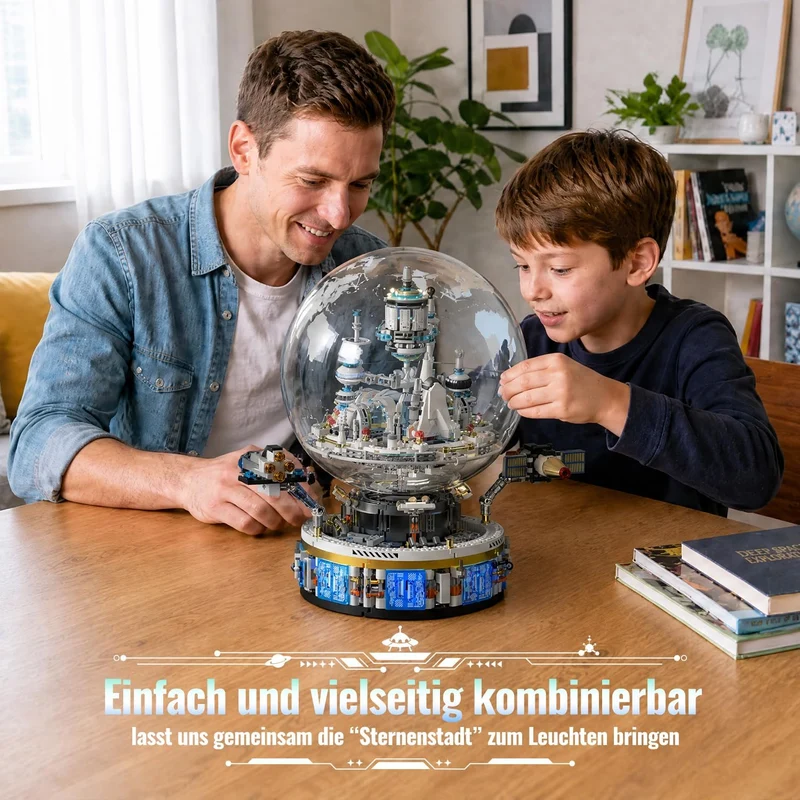 Drehbares Technic Space Modell ab 8 10 Jahre Jungen, Technik Weltraumbasis 1296 Pcs, 1296 Pcs