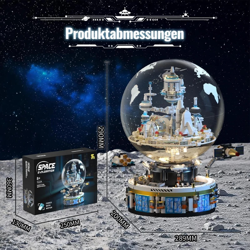 Drehbares Technic Space Modell ab 8 10 Jahre Jungen, Technik Weltraumbasis 1296 Pcs, 1296 Pcs