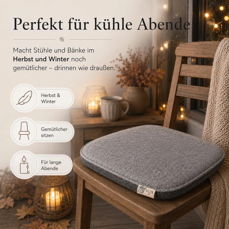 SILUK gemütliches Sitzkissen aus Filz 40cm x 40 cm - Komfortable Waschbare - 4er Set Grau I Schwarz
