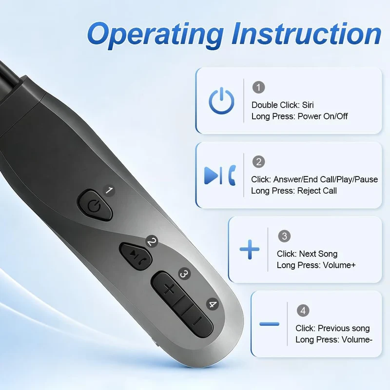 Nackenbügel Kabellose Kopfhörer 200 Stunden Spielzeit, Kopfhörer Sport Ohrhörer Bluetooth 5.3, Magne