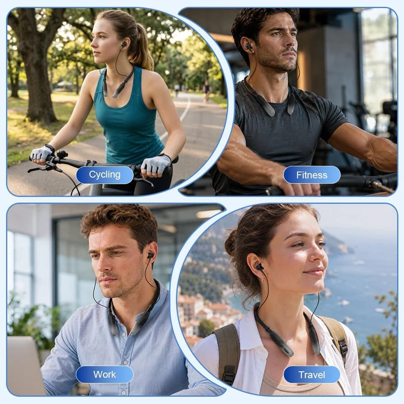 Nackenbügel Kabellose Kopfhörer 200 Stunden Spielzeit, Kopfhörer Sport Ohrhörer Bluetooth 5.3, Magne