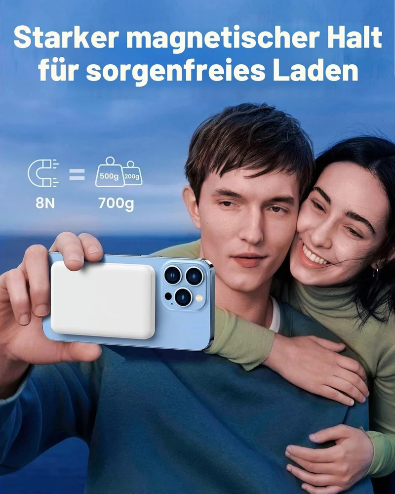 Powerbank für iPhone, Magnetische Wireless Power Bank 10000mAh Schnellladefunktion Ladegerät, Kabell