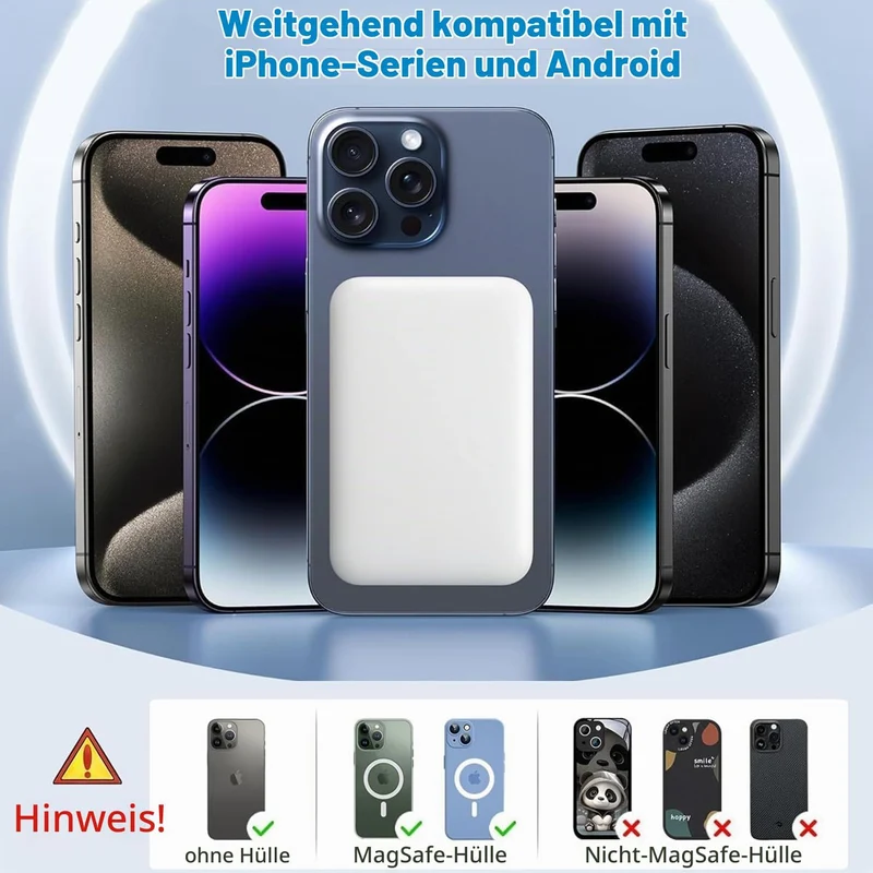 Powerbank für iPhone, Magnetische Wireless Power Bank 10000mAh Schnellladefunktion Ladegerät, Kabell