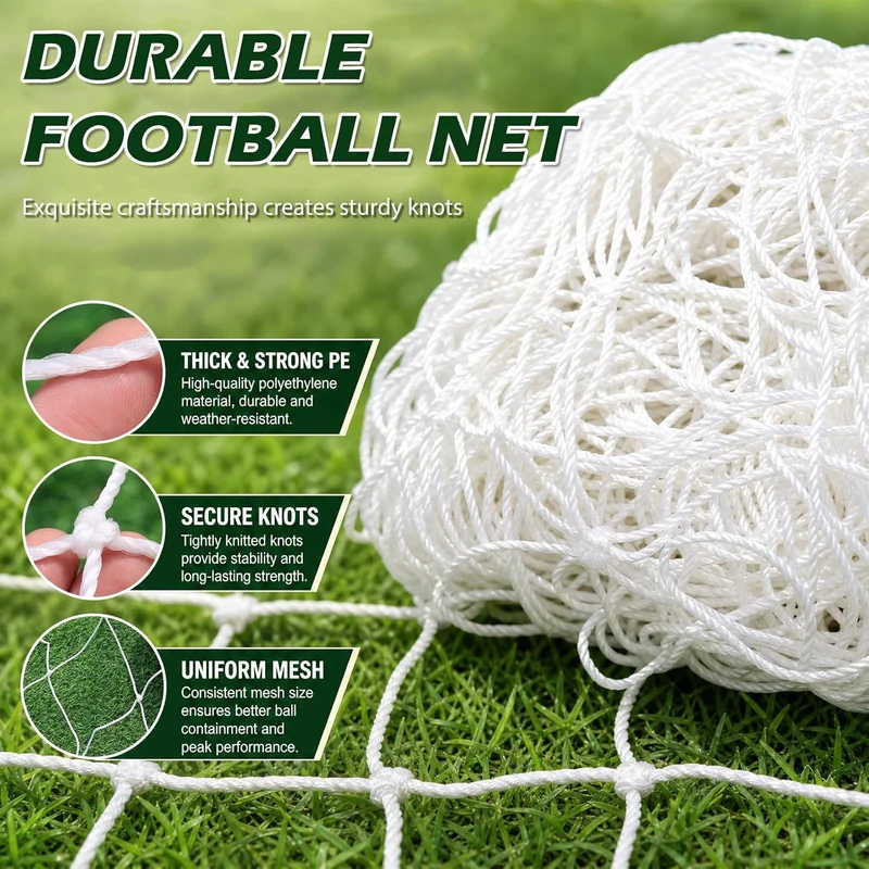 Tornetz 180x120cm Fussballtornetz Wetterfestes Ersatznetz - Netz für Fussballtor Tornetze Garten 1.8