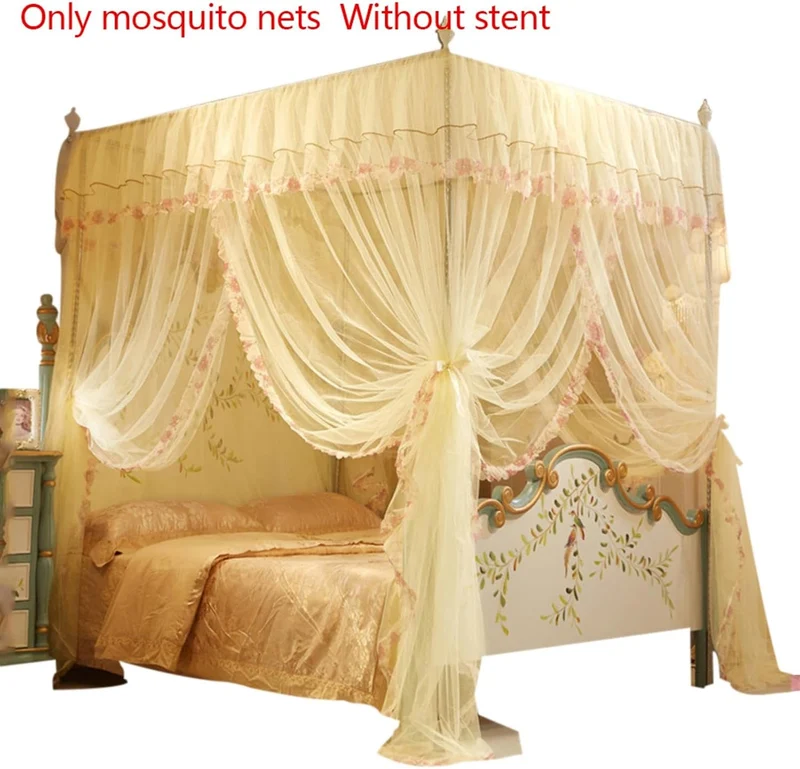 Betthimmel mit 4 Ecken, 2 × 2 × 1,5 m, Betthimmel für Mädchenzimmer, Betthimmel für Mädchen, Prinzes