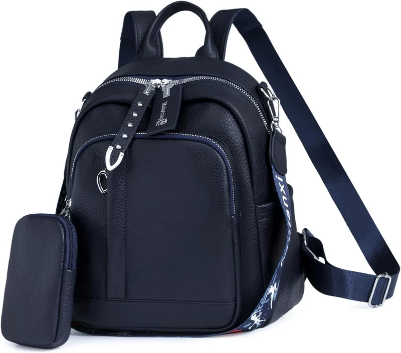 JANSBEN Leder Rucksack Damen Klein, Elegant Cityrucksack Modern Anti-Diebstahl Tagesrucksack Backpac