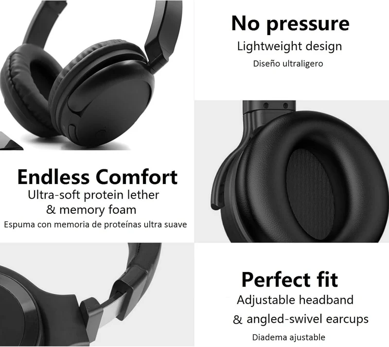 Kabellose Bluetooth-Kopfhörer mit FM-Radio, kabellose Over-Ear-Kopfhörer für TV, Computer und Telefo