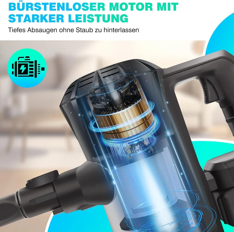 YouseaHome Akku Staubsauger für Hartholzboden Teppich Auto Haustier Haar, 3 In 1 Akkusauger Kabellos