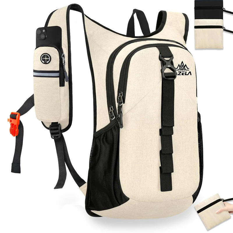 15L Wanderrucksack Wasserdicht, Klein Faltbarer Rucksack Ultraleicht Beige, Beige