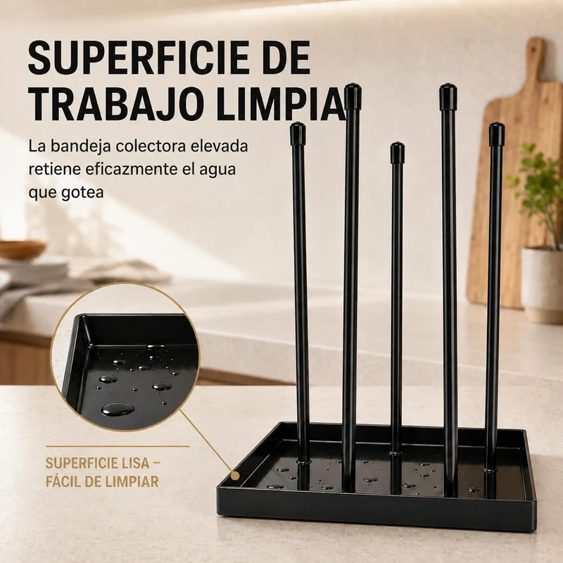 Metal Bottle Drying Rack with Stable Square Base for SodaStream & Sports Bottles – Rust-Resistant Bl