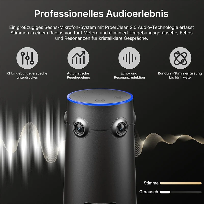 NEARITY 360 Alien Lite 4K Videokonferenz-Webcam mit Mikrofon & Lautsprecher Hellgrau, Hellgrau