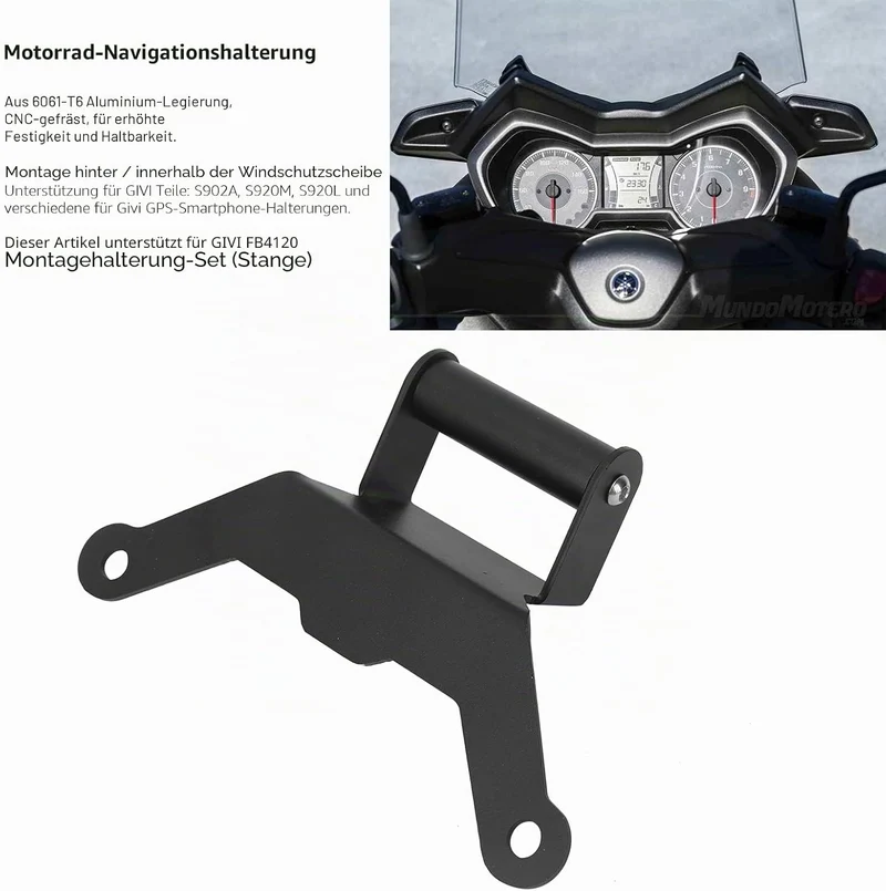 Qiilu Motorrad-Navigationshalterung Aluminium GPS Navigationshalterung Ersatz für Xmax 250/300/500 (