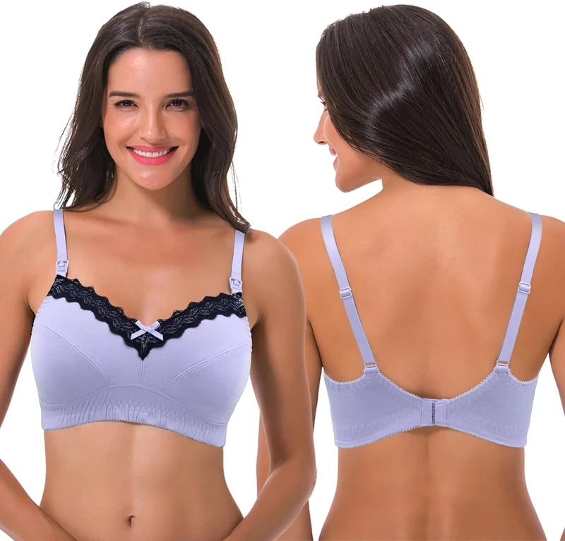 Curve Muse Still Baumwolle Ungefüttert Drahtloser BH 75D Rosa,lavendel(2er Pack), 75D Rosa,lavendel(