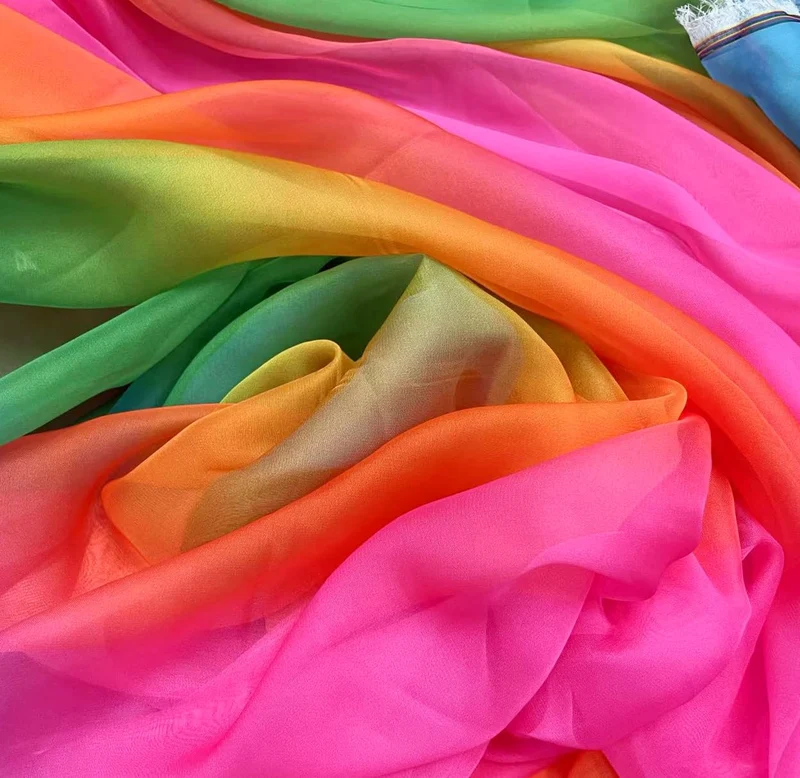 YYCRAFT Chiffon-Organza-Stoff, Meterware, 150 cm breit (Regenbogenfarben, 4,5 m) 5 Yards Chiffon, Re