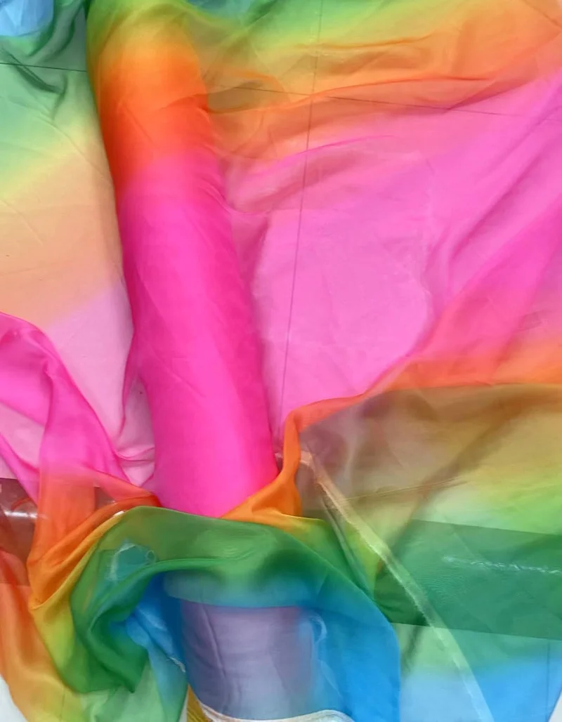 YYCRAFT Chiffon-Organza-Stoff, Meterware, 150 cm breit (Regenbogenfarben, 4,5 m) 5 Yards Chiffon, Re