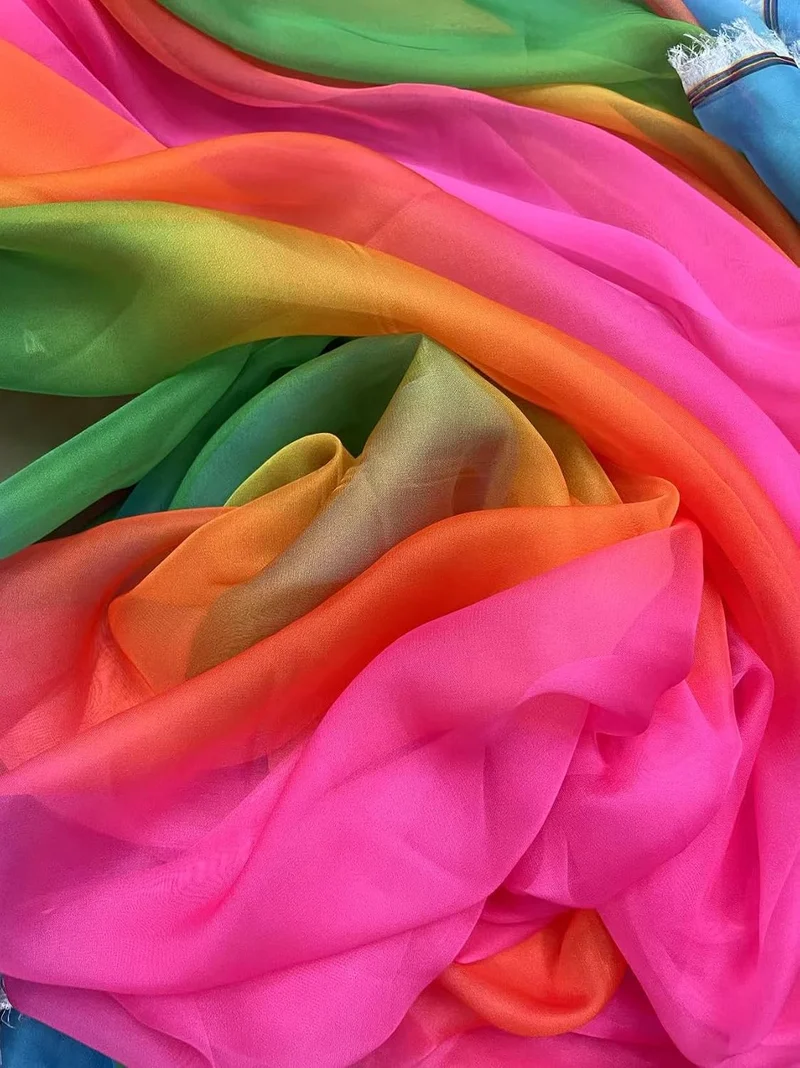 YYCRAFT Chiffon-Organza-Stoff, Meterware, 150 cm breit (Regenbogenfarben, 4,5 m) 5 Yards Chiffon, Re