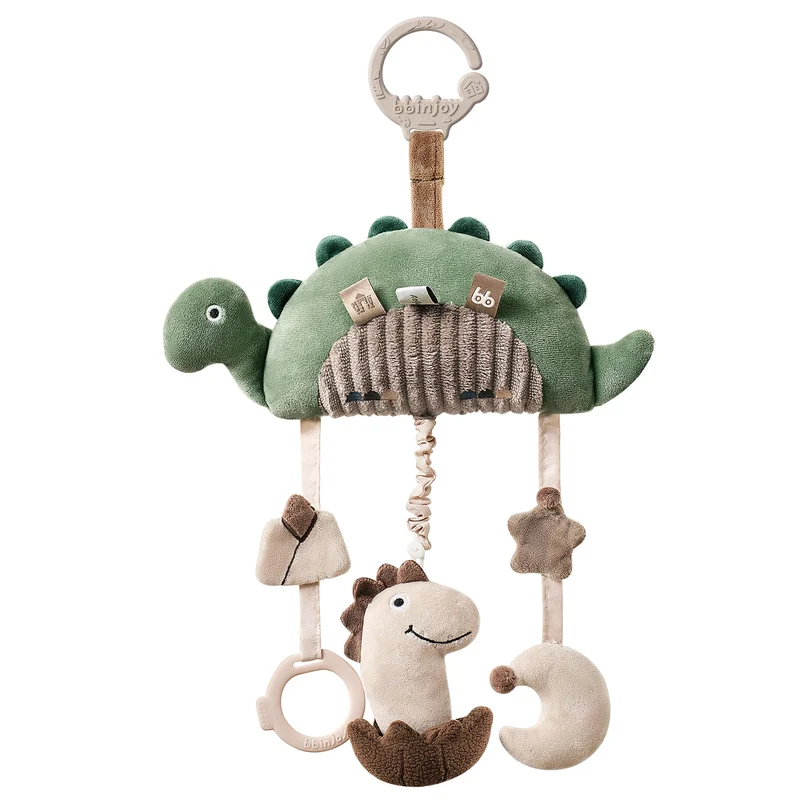 Kinderwagen-Spielzeug Dinosaurier, musikalisches Plüschtier für Babys, Hängespielzeug mit Spieluhr,