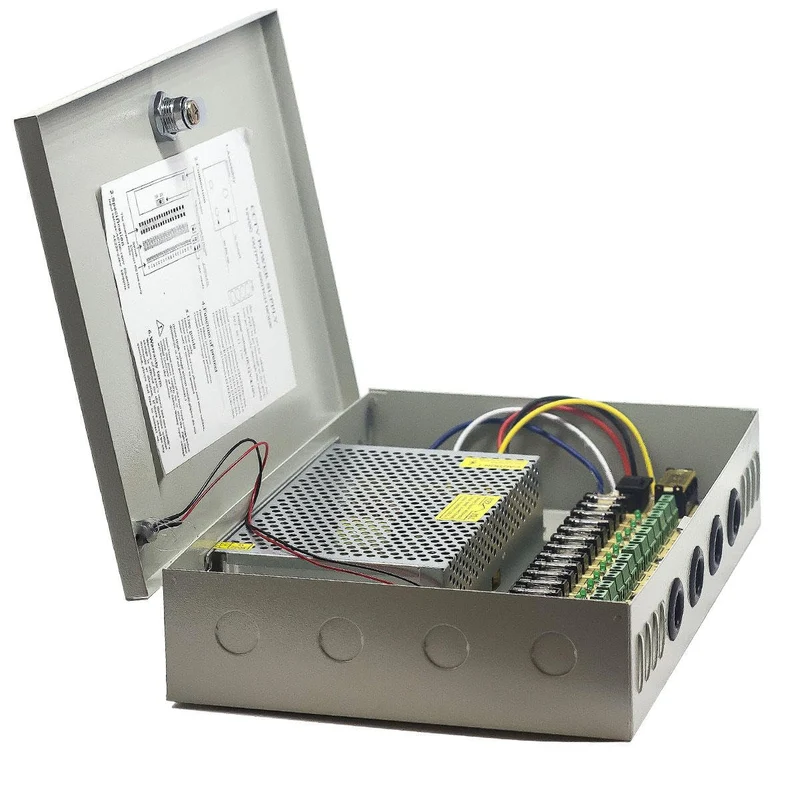 12V DC 18-Kanal Distributed Power Supply Box 240W 20A Auto Sicherung Reset für CCTV-Überwachungskame