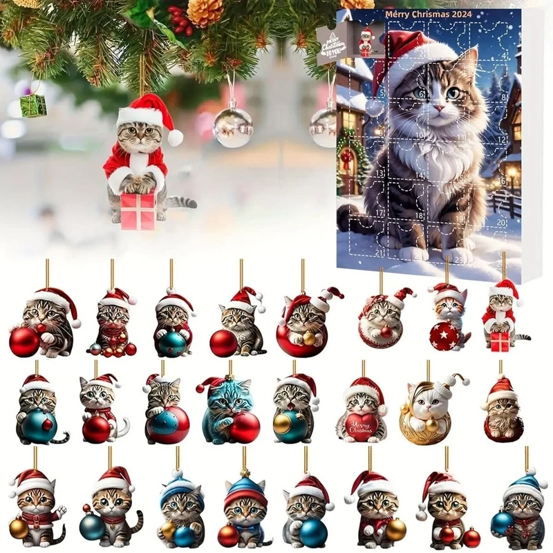 Meowmas – 24-Tage Weihnachts-Countdown-Kalender Mit Katzen-Acrylanhängern