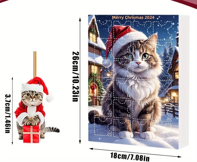 Meowmas – 24-Tage Weihnachts-Countdown-Kalender Mit Katzen-Acrylanhängern