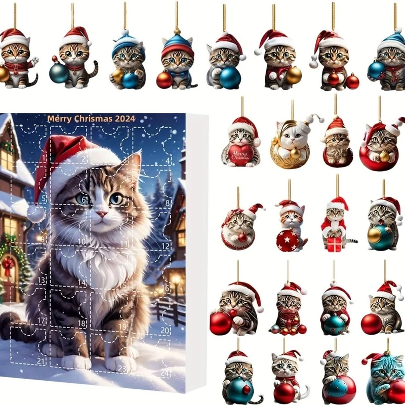 Meowmas – 24-Tage Weihnachts-Countdown-Kalender Mit Katzen-Acrylanhängern