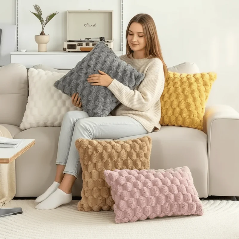 PLUMELLÉ – Kissenbezug Aus Baumwollmischung Mit Flauschiger 3D-Haptik