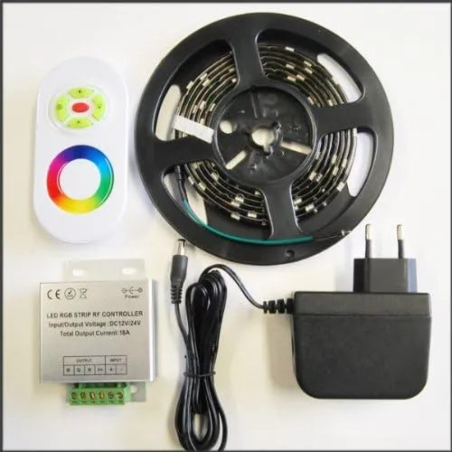 3 m LED RGB Strip Leiste Band SMD 5050 mit 90 LEDs ink Netzteil+Touch Controller + Fernbedienung Kom