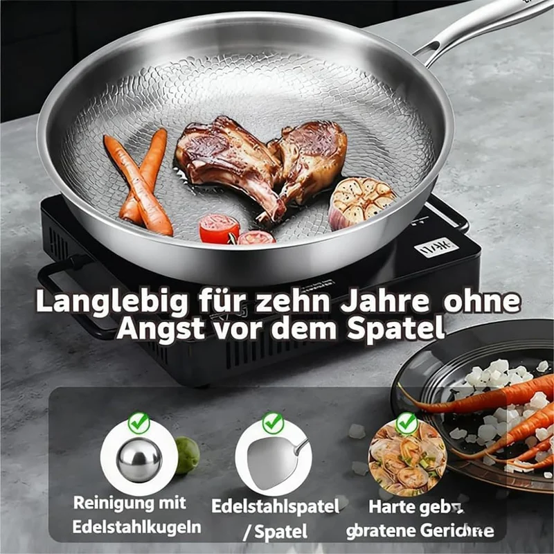 Titan Pfanne Unbeschichtet, 2026 Titanium Pan Pro 24/26/28/30 cm, Robuste Titanpfanne ohne Beschicht