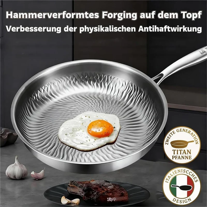 Titan Pfanne Unbeschichtet, 2026 Titanium Pan Pro 24/26/28/30 cm, Robuste Titanpfanne ohne Beschicht