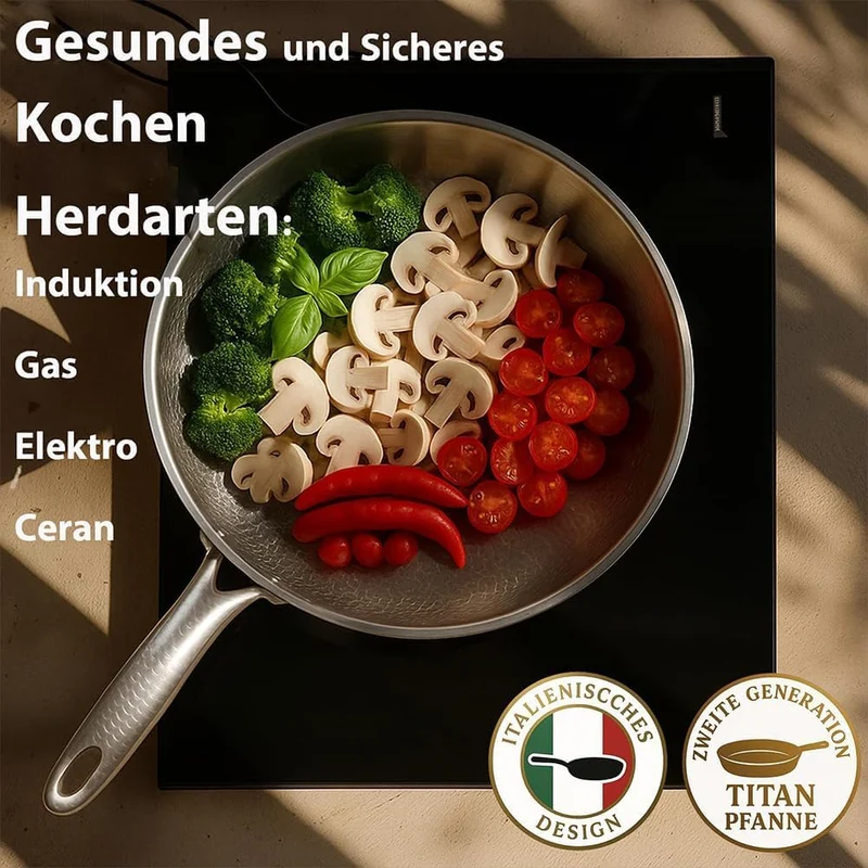 Titan Pfanne Unbeschichtet, 2026 Titanium Pan Pro 24/26/28/30 cm, Robuste Titanpfanne ohne Beschicht