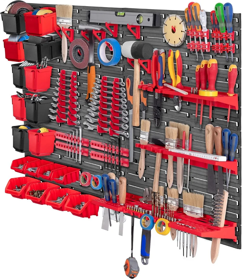 KADAX Werkstattwandregal, 116x78cm Lagersystem aus robustem Kunststoff, UV-Resistentes Werkstattrega