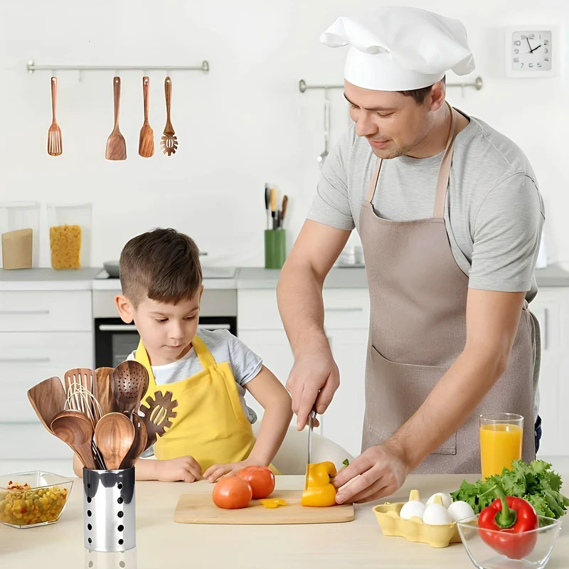 ARBOWOOD Klassisches Set – 11-Teiliges Teakholz-Utensilien-Set Für Nachhaltiges Und Stilvolles Kochen