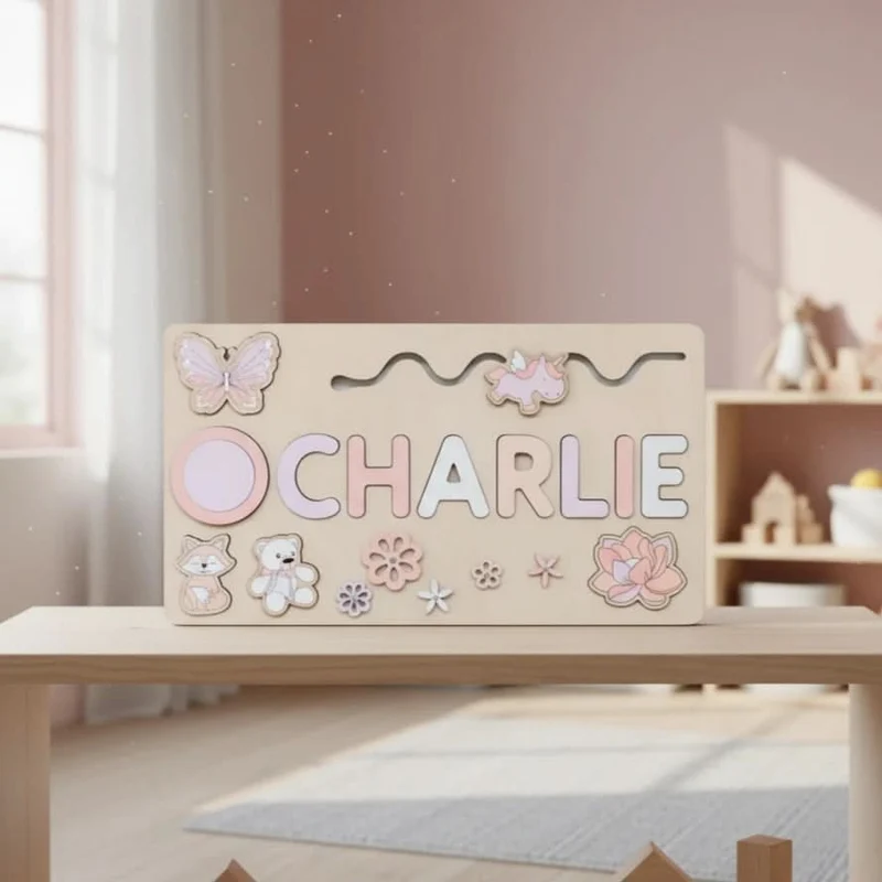 BUCHSTABENWELT – Personalisiertes Montessori Holzpuzzle Mit Namen Lernen Und Motorikförderung