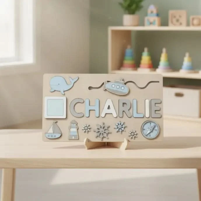 BUCHSTABENWELT – Personalisiertes Montessori Holzpuzzle Mit Namen Lernen Und Motorikförderung