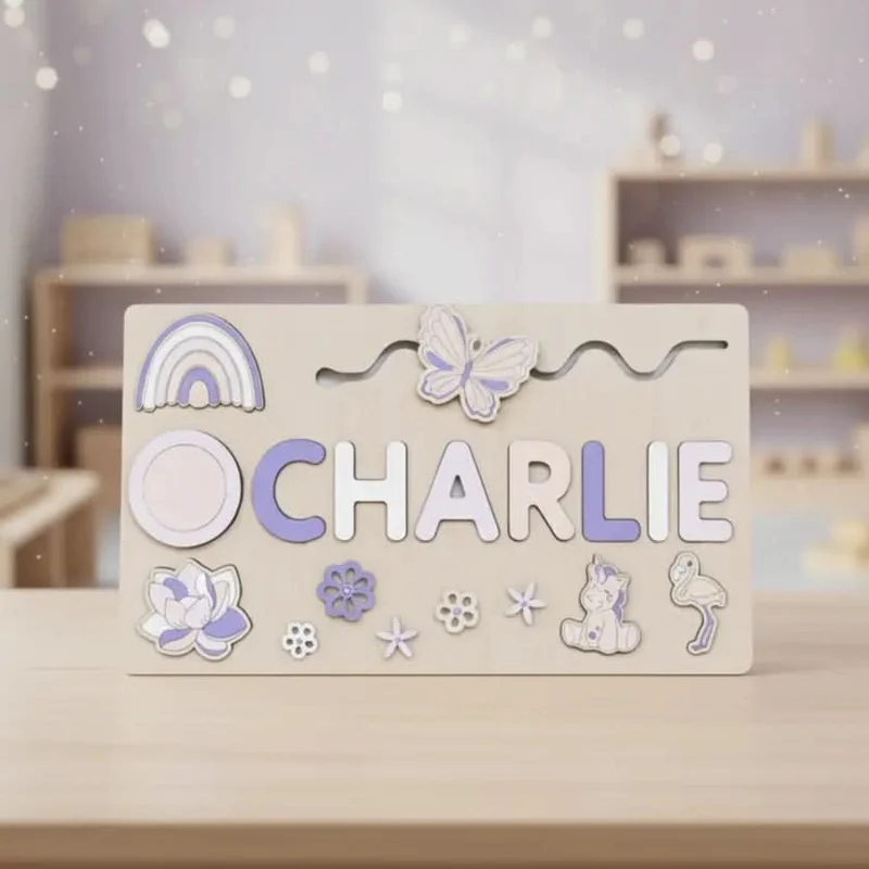 BUCHSTABENWELT – Personalisiertes Montessori Holzpuzzle Mit Namen Lernen Und Motorikförderung