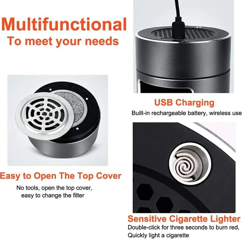 SMOKEFREEZ – USB-betriebener Aschenbecher mit HEPA-Filter & Ionisator