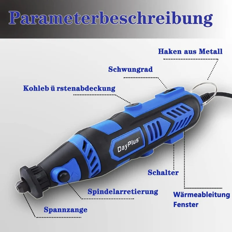 Kabelgebundene Elektrisch Schleifer Drehwerkzeug,Graviergerät Multifunktionswerkzeug,6 Drehzahlverst