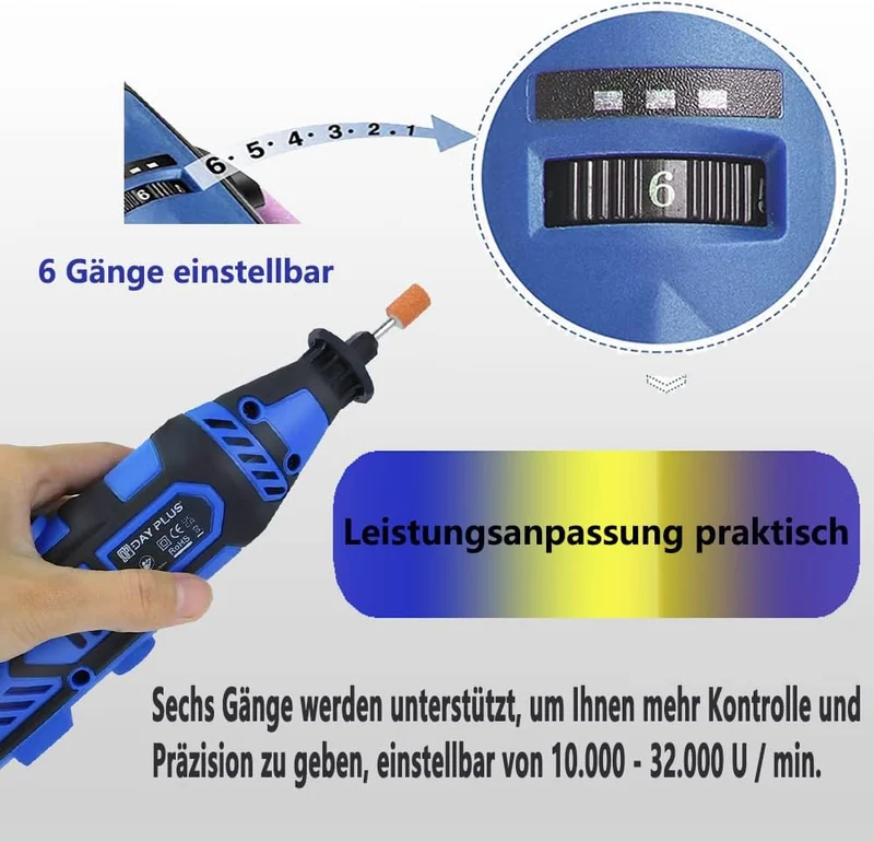 Kabelgebundene Elektrisch Schleifer Drehwerkzeug,Graviergerät Multifunktionswerkzeug,6 Drehzahlverst