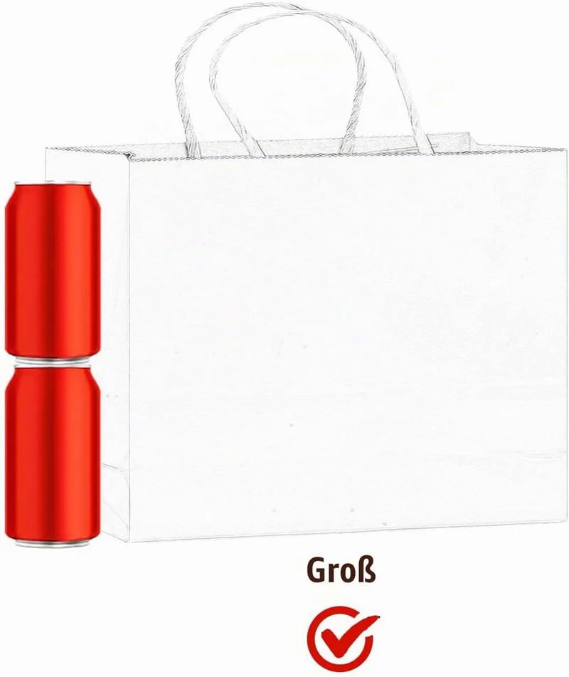 Gcardist 100 Stück Weiss-Geschenktüten aus Papier mit Henkeln–12.6"x4.3"x10"-Tüten Breite Tasche Par