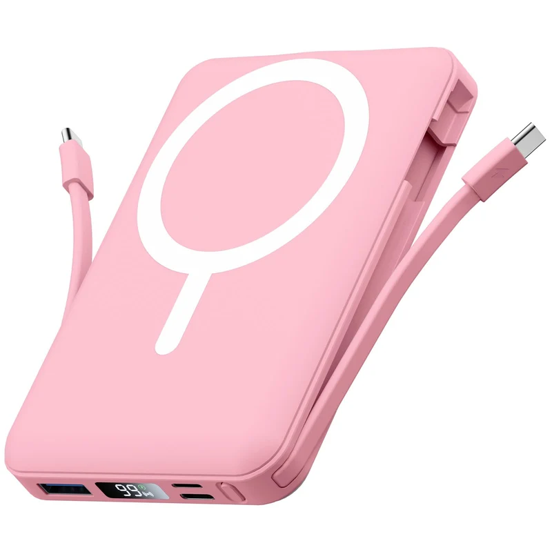 Powerbank für MagSafe, 10000mAh Magnetische Powerbank iPhone Rosa Rosa 10000.0 Milliamperestunden (m