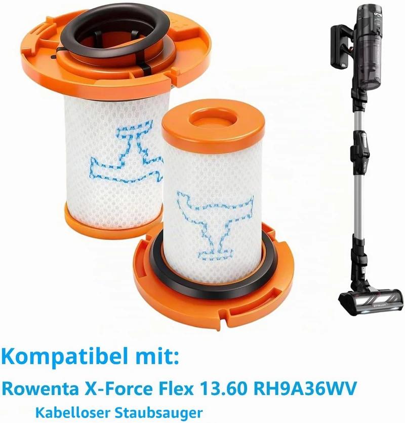 3 Stück Filter Zubehör für Rowenta X-Force Flex 13.60 RH9A36WV RH9A36 Akku Staubsauger Ersatzfilter