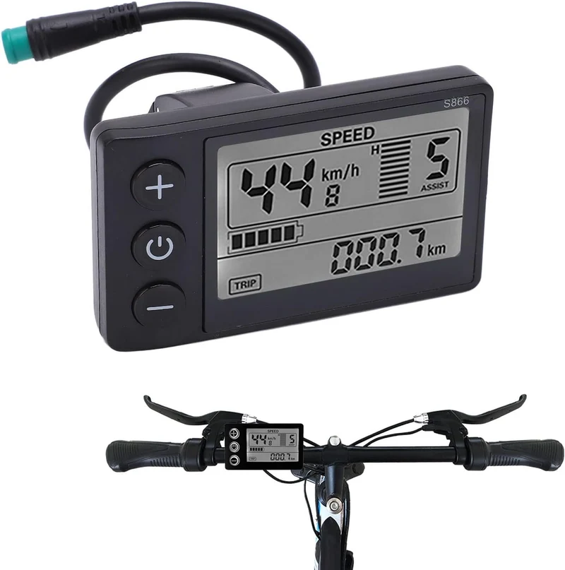 S866 Elektrofahrrad-LCD-Display-Messgerät, 24 V, 36 V, 48 V, Bedienfeld mit Stecker, Kompatibel mit