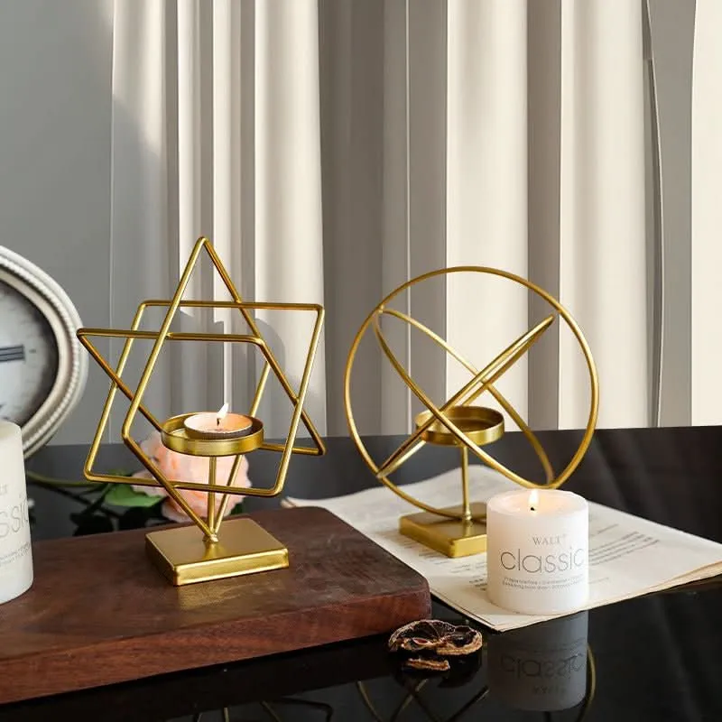 Solaria GoldLume Kerzenhalter-Satz | Elegante Goldene Metall-Kerzenständer Für Wohn- Und Esstischdekoration