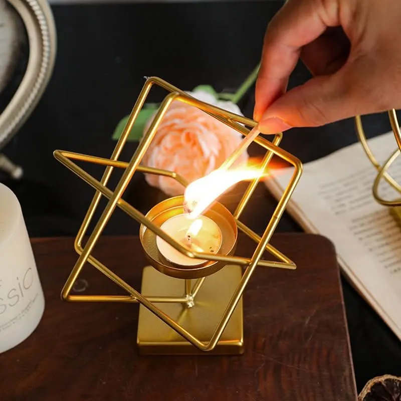 Solaria GoldLume Kerzenhalter-Satz | Elegante Goldene Metall-Kerzenständer Für Wohn- Und Esstischdekoration
