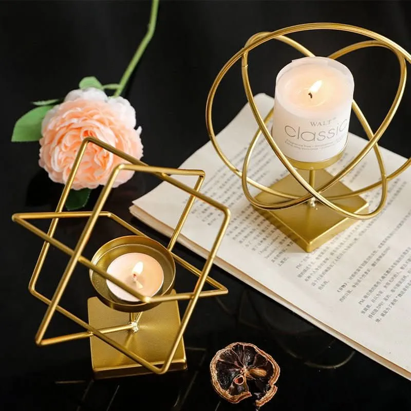 Solaria GoldLume Kerzenhalter-Satz | Elegante Goldene Metall-Kerzenständer Für Wohn- Und Esstischdekoration