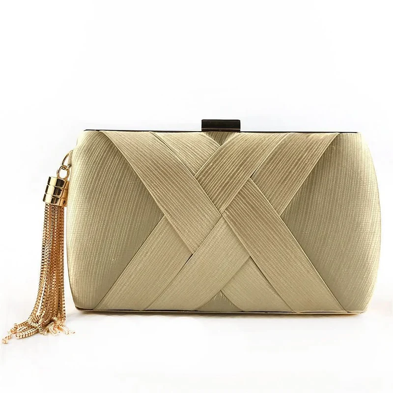 Luminara ÉtoileClutch Luxuriöse Satin-Abendtasche | Elegante Quasten-Clutch Hochzeiten Galas