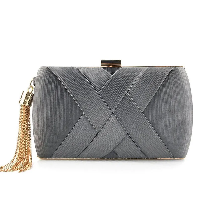 Luminara ÉtoileClutch Luxuriöse Satin-Abendtasche | Elegante Quasten-Clutch Hochzeiten Galas